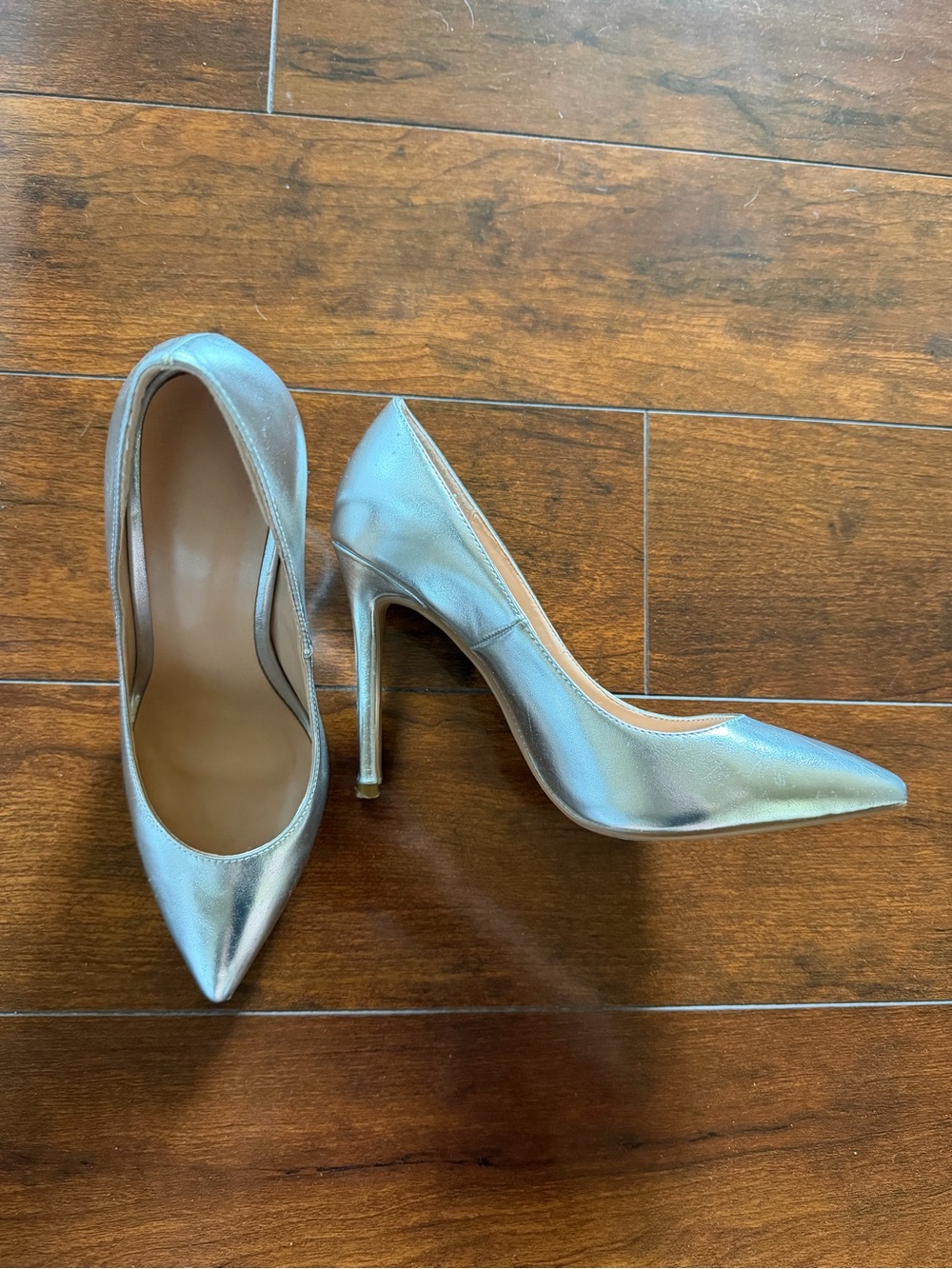 Silver high stiletto heels size 5